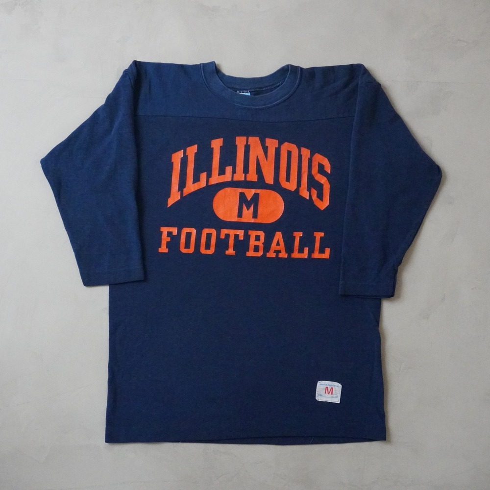 Vintage Champion Illinois Football Jersey Shirt Medium Mens 70s Blue Bar USA
